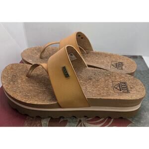 Reef Women's Cushion Sol Hi Slide Sandal Natural Size 8 Tan Cork Wedge